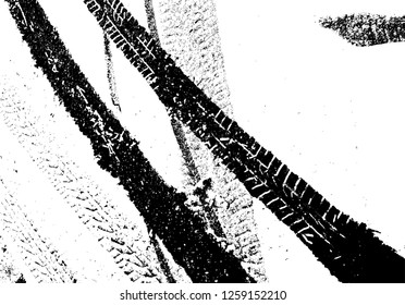 Vector Print Textured Tire Track in the snow . Design Element . Car thread silhouette . Mud splash grunge texture