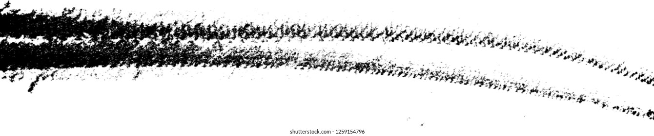 Vector Print Textured Tire Track in the snow . Design Element . Cycle thread silhouette . Mud splash grunge texture