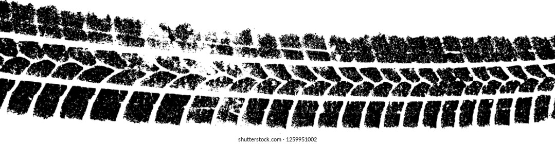 Vector Print Textured Tire Track . Design Element . Car tread silhouette . Mud splash grunge texture