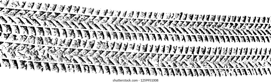 Vector Print Textured Tire Track . Design Element . Car tread silhouette . Mud splash grunge texture