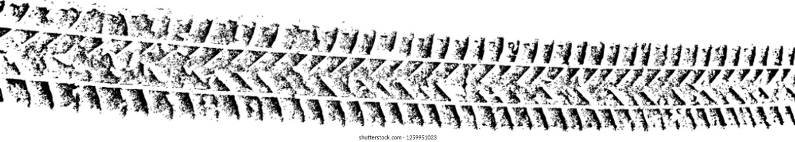 Vector Print Textured Tire Track . Design Element . Car tread silhouette . Mud splash grunge texture