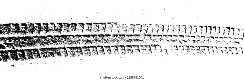 Vector Print Textured Tire Track . Design Element . Car tread silhouette . Mud splash grunge texture