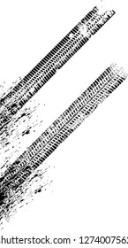 Vector Print Textured Tire Track . Design Element . Car tread silhouette . Mud splash grunge texture
