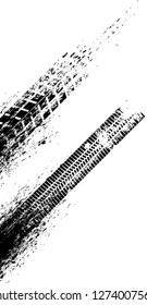 Vector Print Textured Tire Track . Design Element . Car tread silhouette . Mud splash grunge texture
