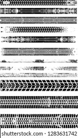 Vector Print Textured Tire Track . Design Element . Car tread silhouette . Mud splash grunge texture