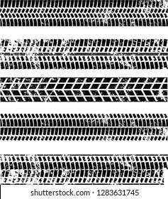 Vector Print Textured Tire Track . Design Element . Car tread silhouette . Mud splash grunge texture