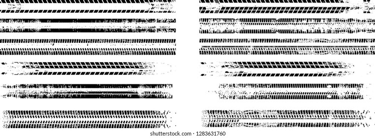Vector Print Textured Tire Track . Design Element . Car tread silhouette . Mud splash grunge texture