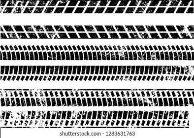 Vector Print Textured Tire Track . Design Element . Car tread silhouette . Mud splash grunge texture
