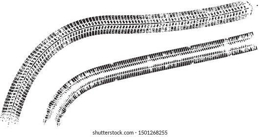 Vector Print Textured Tire Track . Design Element .Bike thread silhouette