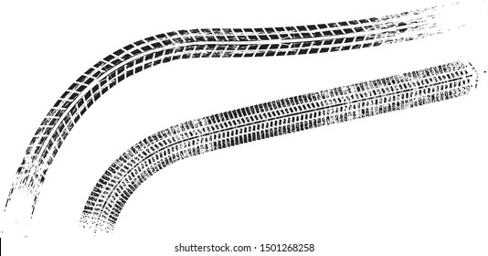 Vector Print Textured Tire Track . Design Element .Bike Thread Silhouette