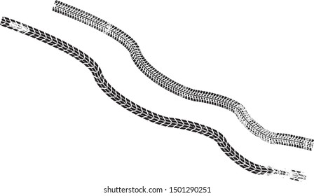 Vector Print Textured Tire Track . Design Element .Bike thread silhouette