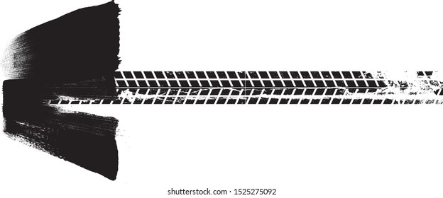 Vector Print Textured Tire Track . Design Element . Car tread silhouette . Mud splash grunge texture