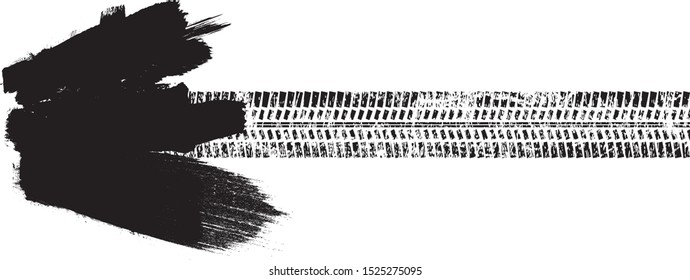 Vector Print Textured Tire Track . Design Element . Car tread silhouette . Mud splash grunge texture