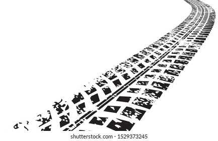 Pista de neumáticos texturizados para la impresión de vectores. Elemento de diseño . Silueta de Camión. Textura de estribo de barro