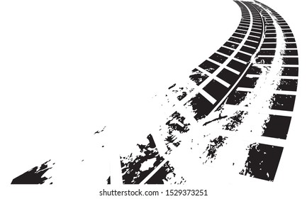 Vector Print Textured Tire Track . Design Element . Car tread silhouette . Mud splash grunge texture