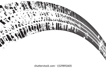 Vector Print Textured Tire Track . Design Element . Car tread silhouette . Mud splash grunge texture