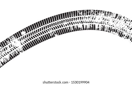Vector Print Textured Tire Track . Design Element . Car tread silhouette . Mud splash grunge texture