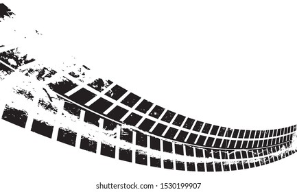 Vector Print Textured Tire Track . Design Element . Car tread silhouette . Mud splash grunge texture