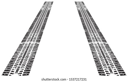 Vector Print Textured Tire Track . Design Element . Car tread silhouette . Mud splash grunge texture