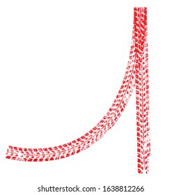 Vector Print Textured Tire Track . Design Element . Car tread silhouette . Mud splash grunge texture