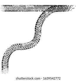 Vector Print Textured Tire Track . Design Element . Car tread silhouette . Mud splash grunge texture