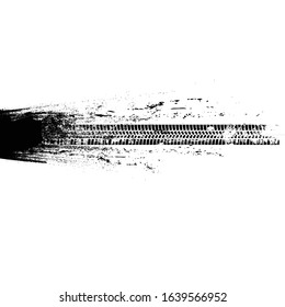 Vector Print Textured Tire Track . Design Element . Car tread silhouette . Mud splash grunge texture