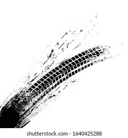 Vector Print Textured Tire Track . Design Element . Car tread silhouette . Mud splash grunge texture