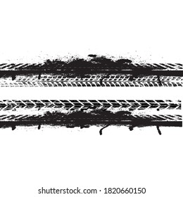 Vektor Print Textured Tire Track . Design-Element . Auto-Lauffläche Silhouette. Schmutzspritzer-Grunge-Textur