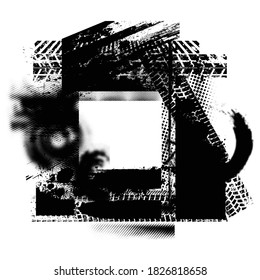 Pista de neumáticos texturados de impresión vectorial . Elemento de diseño. Silhouette de recorrido de auto. Textura de estribo de barro