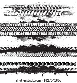 Vector Print Textured Tire Track . Design Element . Car tread silhouette . Mud splash grunge texture