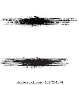 Vector Print Textured Tire Track . Design Element . Car tread silhouette . Mud splash grunge texture