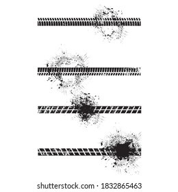 Vector Print Textured Tire Track . Design Element . Car tread silhouette . Mud splash grunge texture