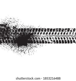 Vector Print Textured Tire Track . Design Element . Car tread silhouette . Mud splash grunge texture