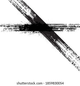 Vector Print Textured Tire Track . Design Element . Car tread silhouette . Mud splash grunge texture