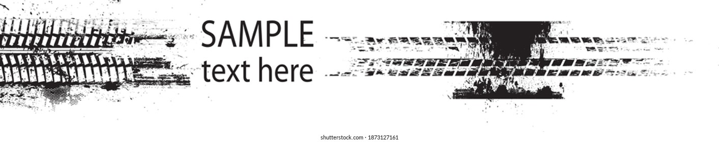 Vector Print Textured Tire Track . Design Element . Car tread silhouette . Mud splash grunge texture