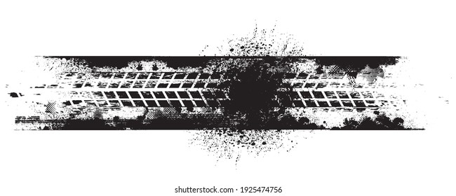 Vector Print Textured Tire Track . Design Element . Car tread silhouette . off road Mud splash grunge texture . 