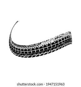Vector Print Textured Tire Track . Design Element . Car tread silhouette . Mud splash grunge texture. Tyre track banner .