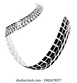 Vector Print Textured Tire Track . Design Element . Car tread silhouette . Mud splash grunge texture. Tyre track banner .