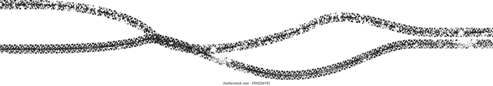 Vector Print Textured Tire Track . Design Element .Bike thread silhouette