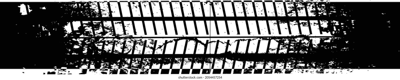 Vector Print Textured Tire Track . Design Element . Car tread silhouette . Mud splash grunge tire texture. Tyre track banner .