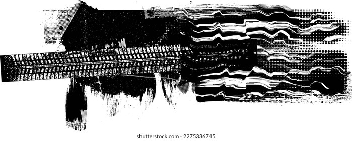 Vector Print Textured Tire Track . Design Element . Car tread arrow silhouette . Mud splash grunge tire texture. Tyre track banner .