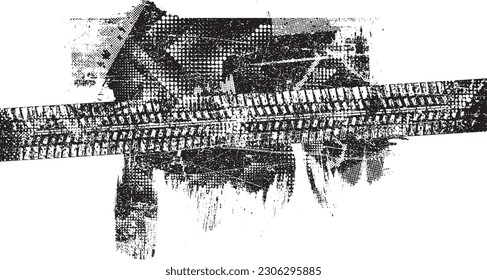 Vector Print Textured Tire Track . Design Element . Car tread silhouette . Mud splash grunge texture