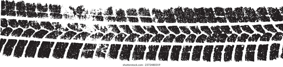 Vector Print Textured Tire Track . Design Element . Car tread silhouette . Mud splash grunge texture