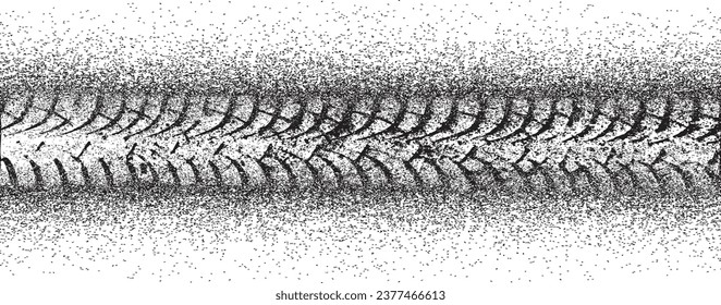 Vector Print Textured Tire Track . Design Element . Car tread silhouette . Mud splash grunge tire texture. Tyre track banner .