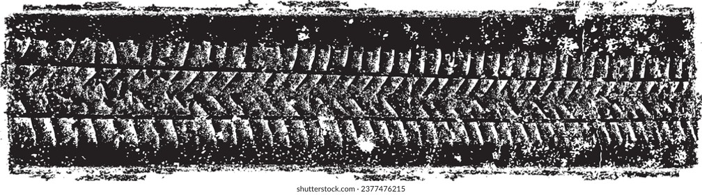 Vector Print Textured Tire Track . Design Element . Car tread silhouette . Mud splash grunge tire texture. Tyre track banner .