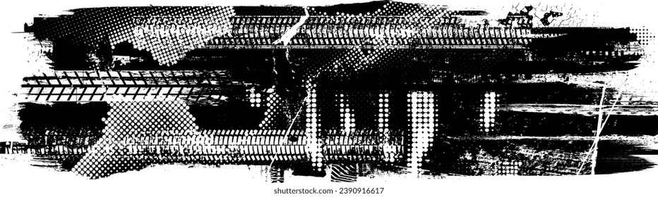 Pista de neumáticos texturados de impresión vectorial . Elemento de diseño. Silhouette de recorrido de auto. La textura del neumático de desgaste del fango. Banner de pista de neumáticos .