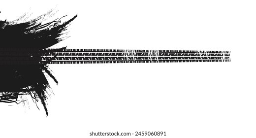 Vector Print Textured Tire Track . Design Element . Car tread silhouette . Mud splash grunge texture
