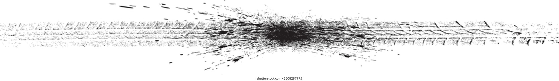 Vector Print Textured Tire Track . Design Element . Car tread silhouette . Mud splash grunge texture