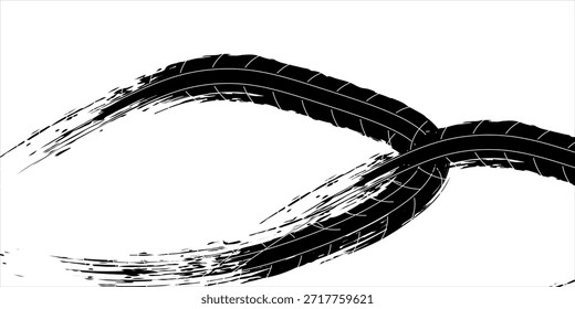 Pista texturizada del neumático de la impresión del Vector . Elemento de diseño. Silueta de hilo de bicicleta