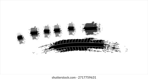 Pista texturizada del neumático de la impresión del Vector . Elemento de diseño. Silueta de hilo de bicicleta